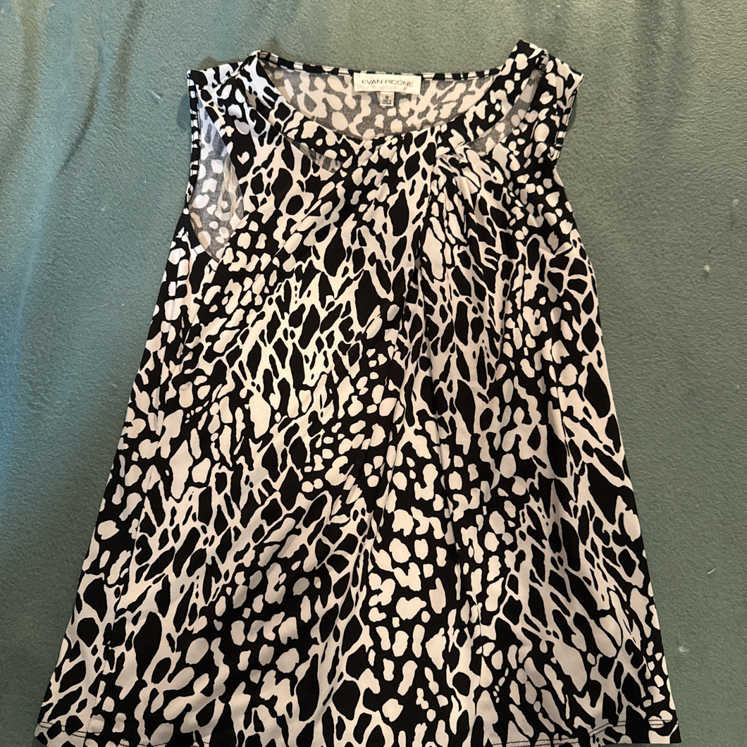 Evan Picone SzMd Black & White Skeeveless Blouse - size Women M (8-10)