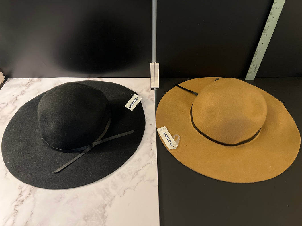 2 OLD NAVY FELT HATS NWT Blk-s/m, lt Brn l/xl