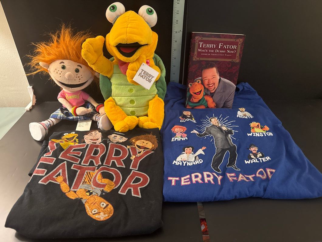 Terry Fator lot of 5 Plush, puppet, book, 2 T