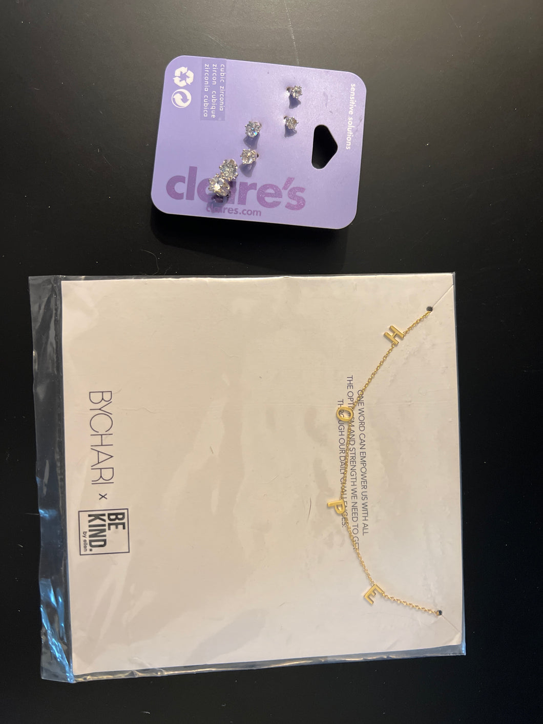 Lot of 2 jewelry NEW Claire's earrings, hope