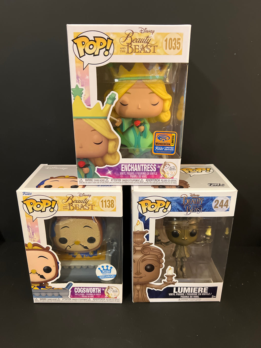 FUNKO POP DISNEY lot of3 NIB BEAUTY AND THE BEAST