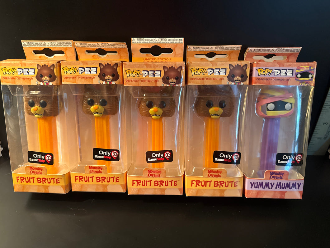 5 Funko Pop PEZ cereal Monsters brute/mummy