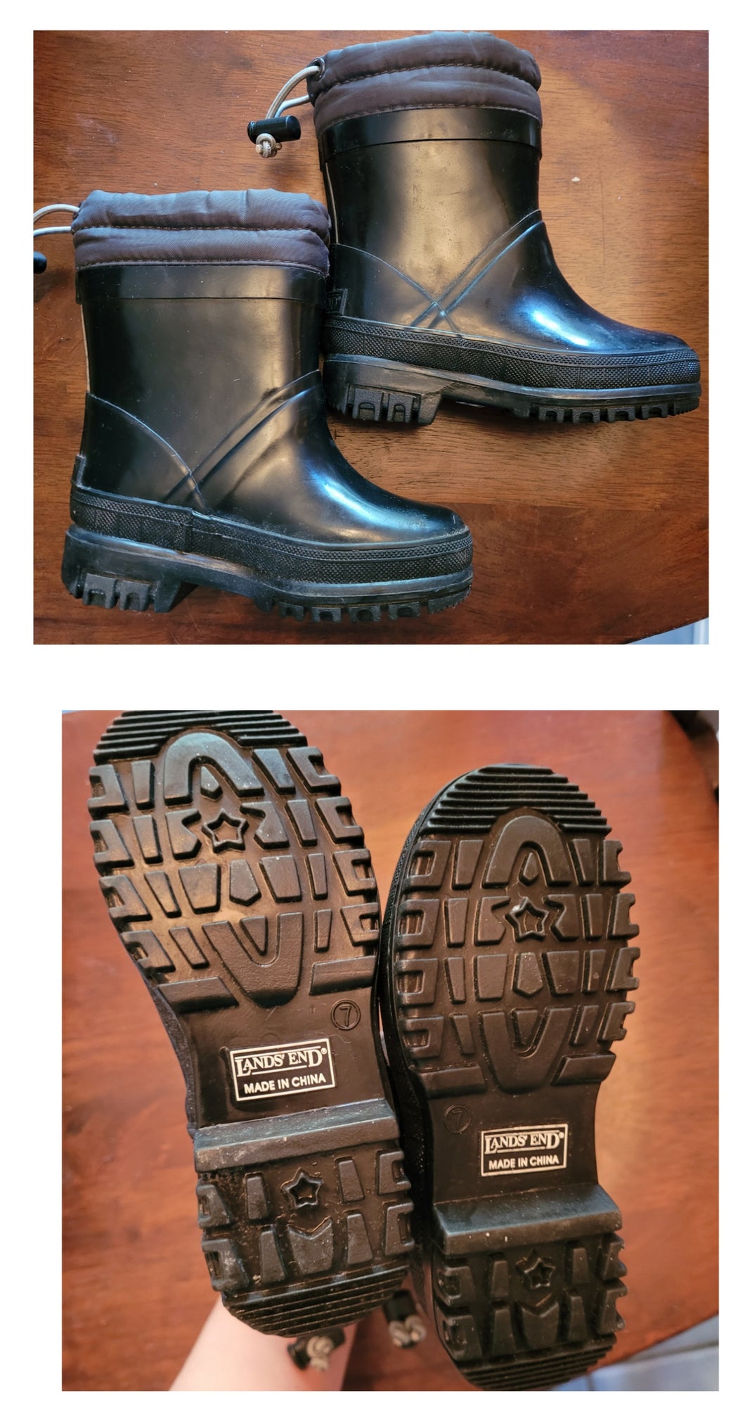 Land's End winter boots Black w orange inside - size Shoes-toddler 7