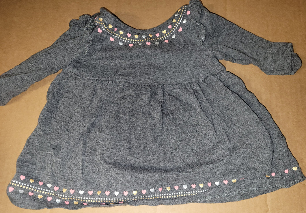 Grey dress shirt w heart Long sleeve shirt - size 6 Months