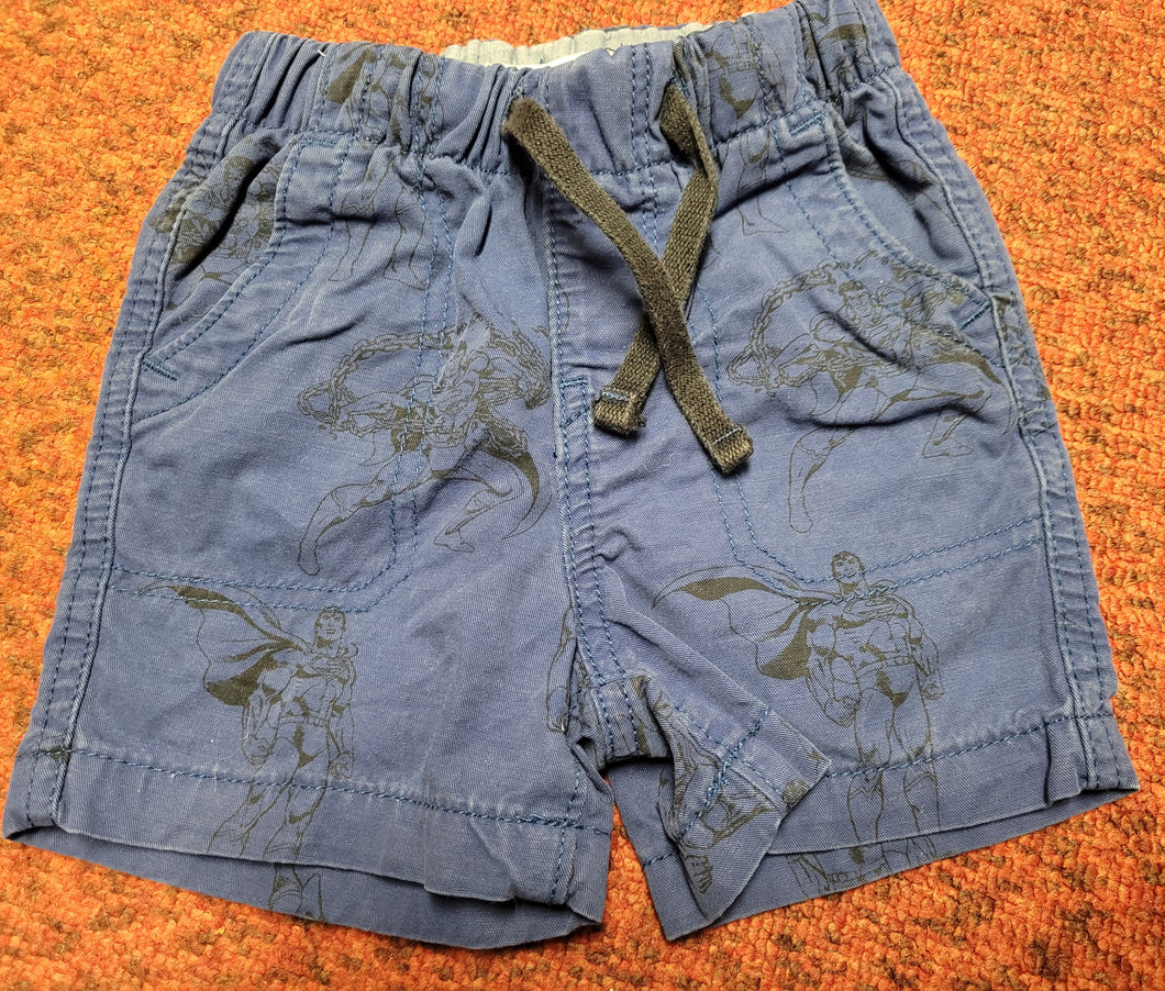 Superman shorts Blue with black supermen - size 12-18 Months