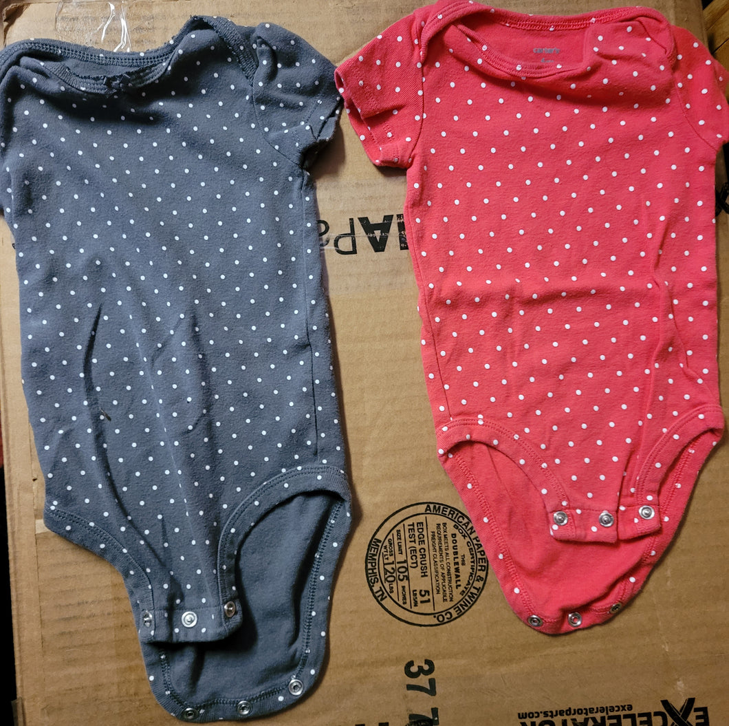 2 pokeadot oneises Pink and grey - size 6 Months