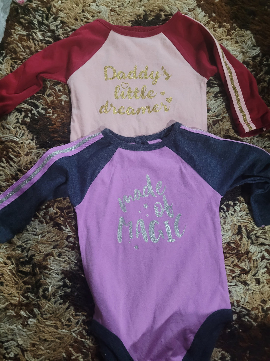 2 long sleeve oneises Pink-daddy little dreame - size 3-6 Months