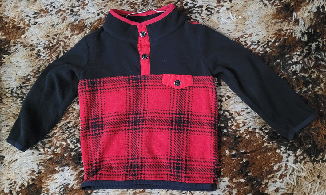 Red/black plaid Pull over jacket - size 18 Months