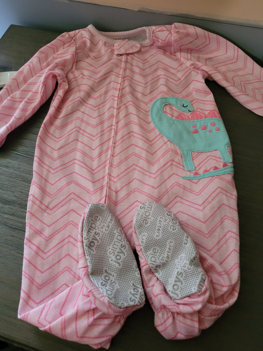 Pink dino feet pj - size 6-9 Months