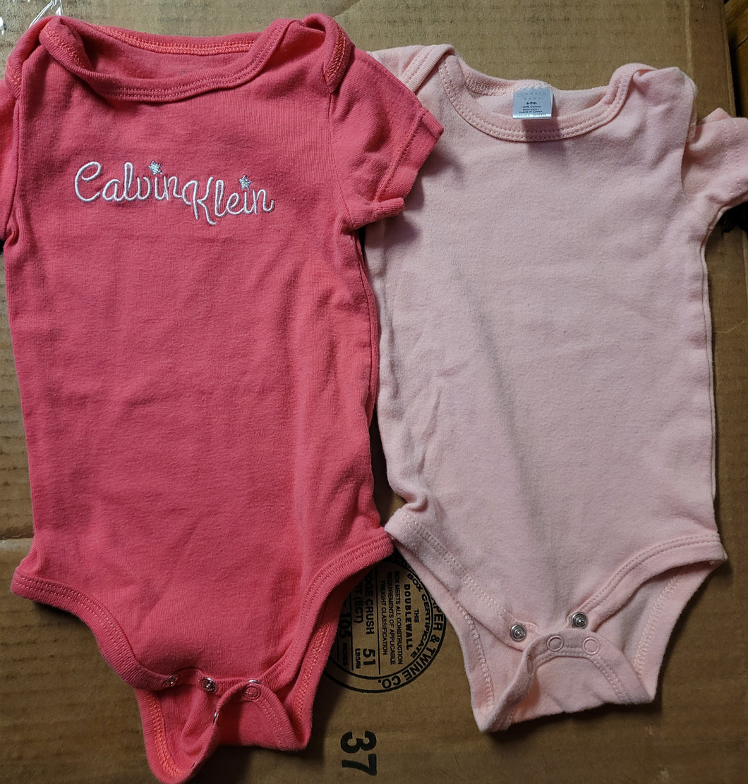 2 pink oneises Dark Calvin Klein - size 6-9 Months