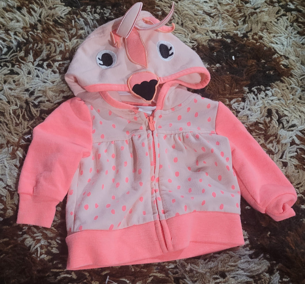 Hot pink flamingo  jacke - size 0-3 Months