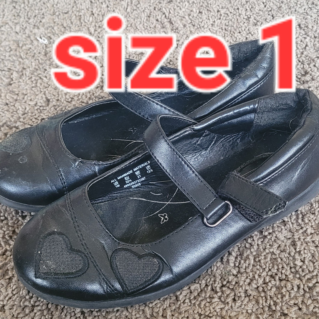 flat black dress shoes size 1 - size Shoes-youth  1