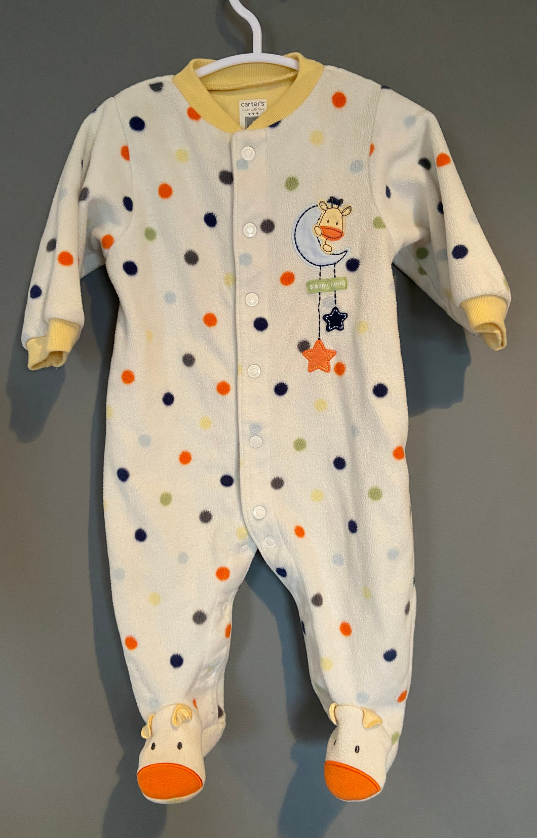 Carter's fleece pajamas 6M, giraffe - size 6 Months