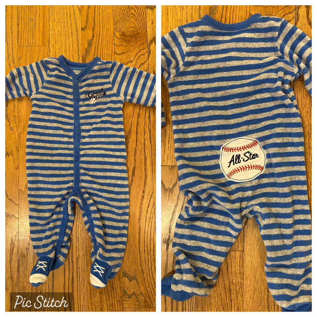 Carter's pajamas 6M, baseball - size 6 Months