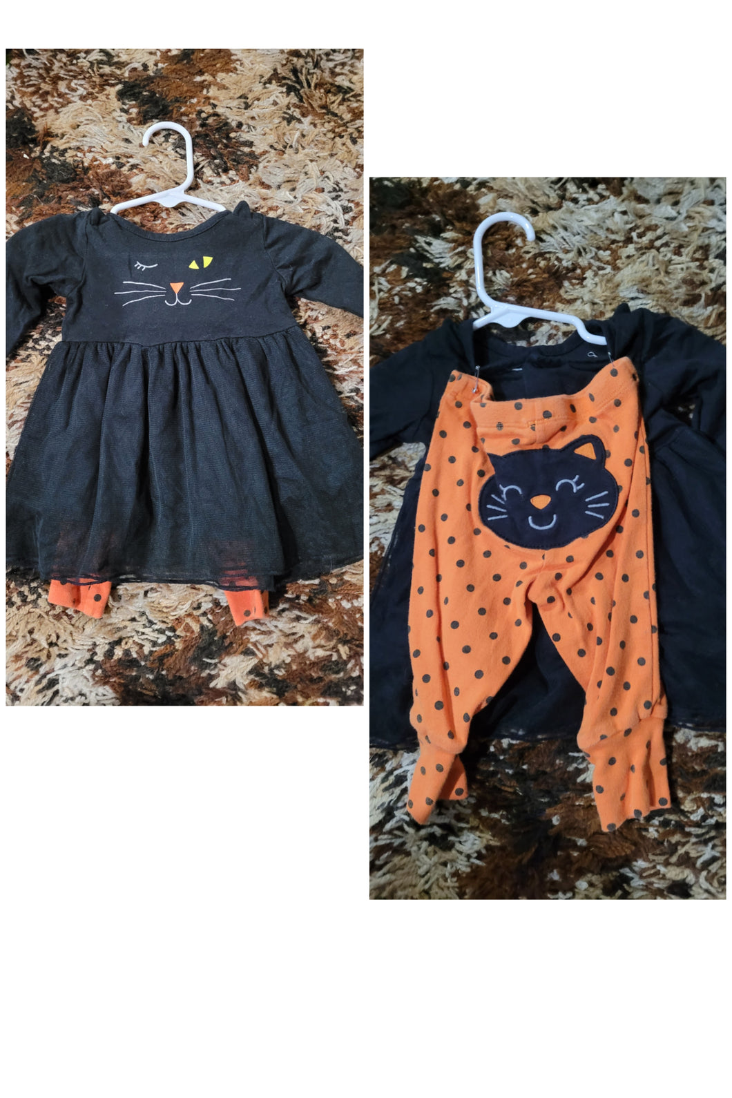 Black cat dress outfit With orange/black leggin - size 3 Months