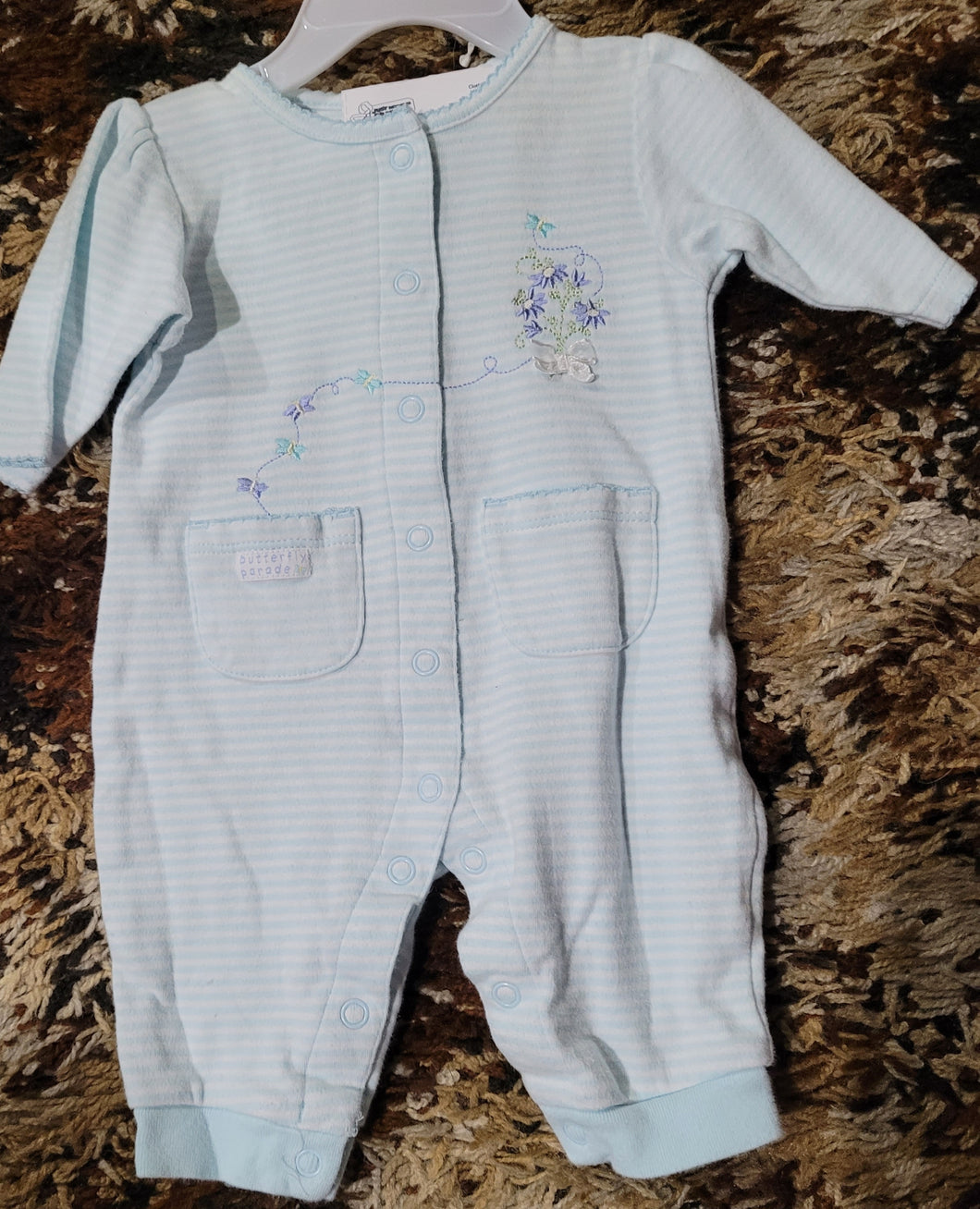 Blue/white striped Sleeper wo feet - size 3 Months