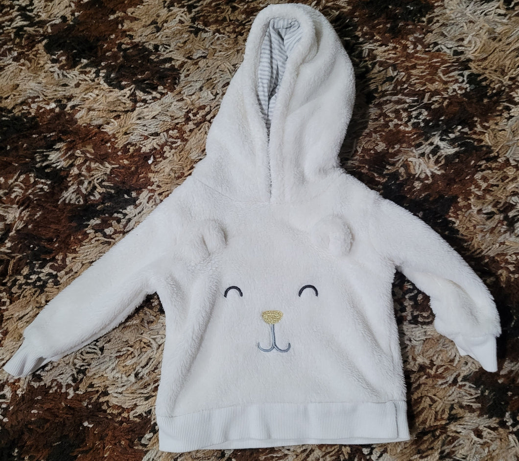 White bear face hoodie - size 6 Months