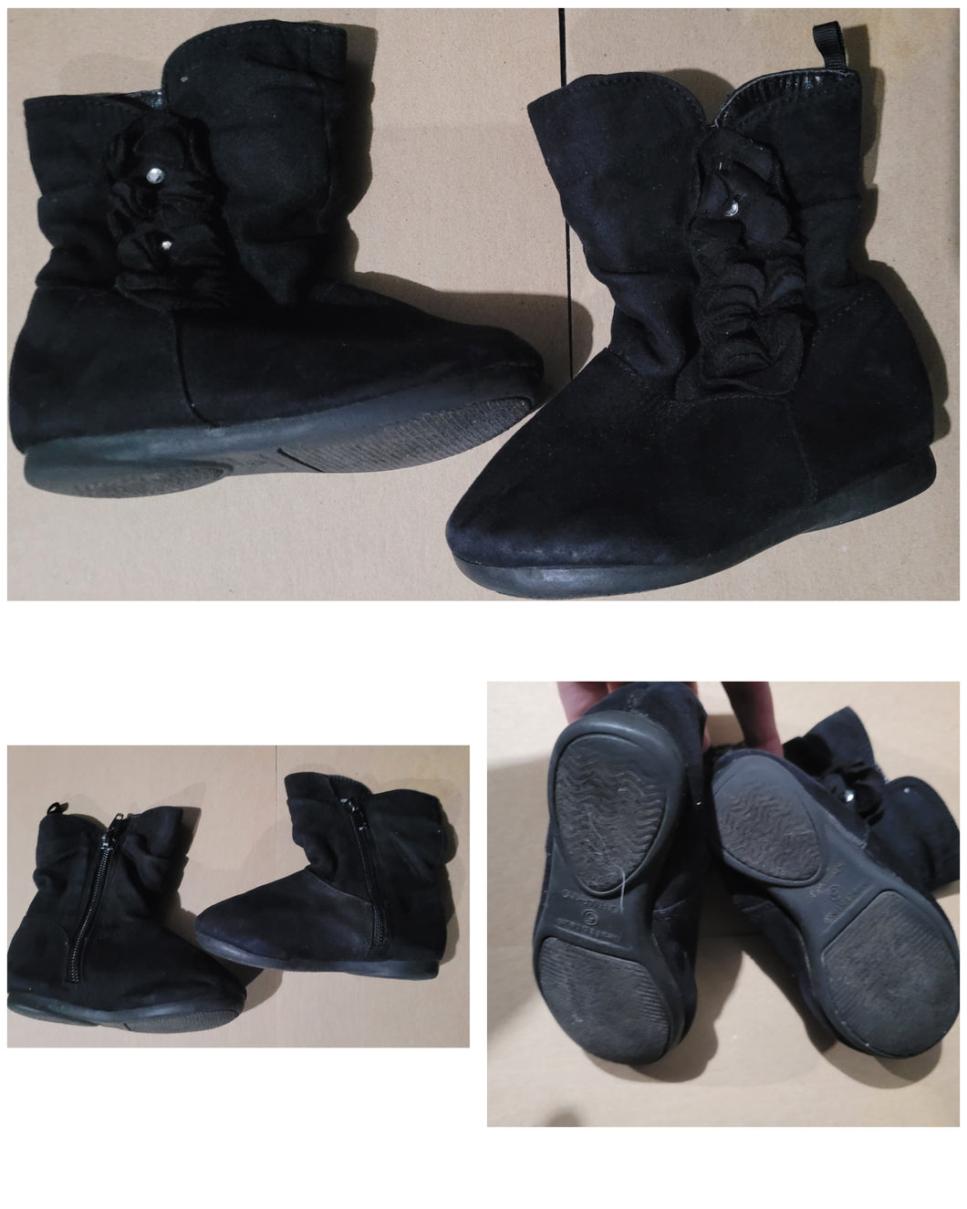 Black flower boots - size Shoes-toddler 5
