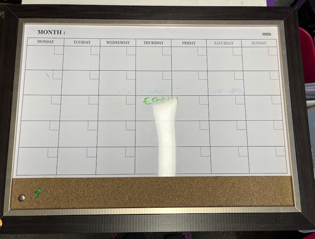 Dry Erase Calendar frame corkboard bottom