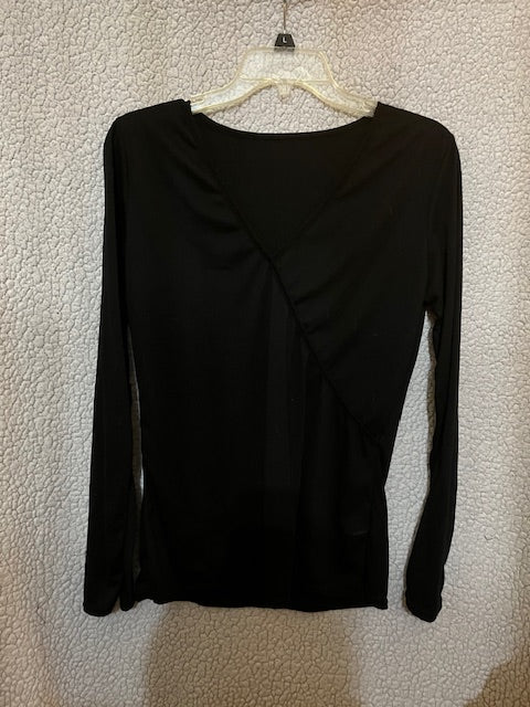 Black long sleeve wrap style shirt - size Women XL (14)