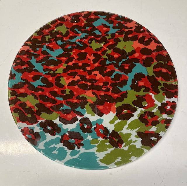 Glass serving platter 13 diameter