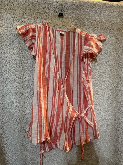 Old Navy red stripe wrap shirt - size Women M (8-10)