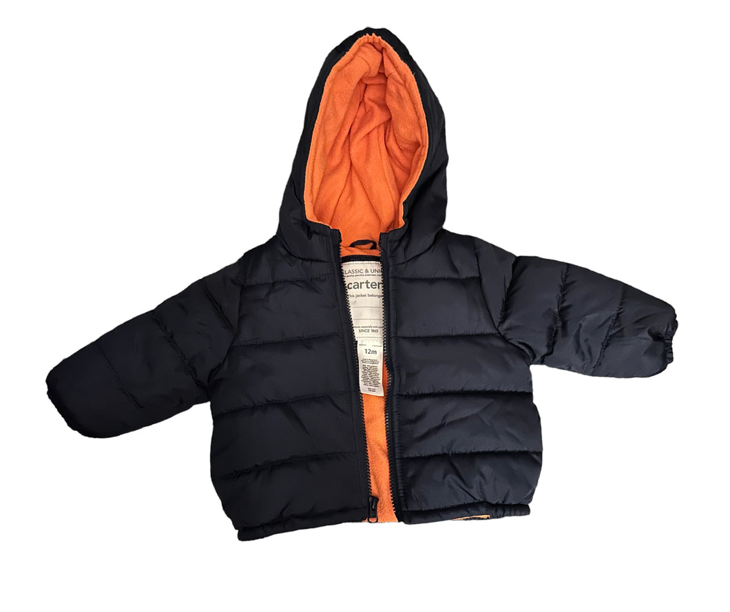 Carters Blue/orange puffer coat - size 12 Months