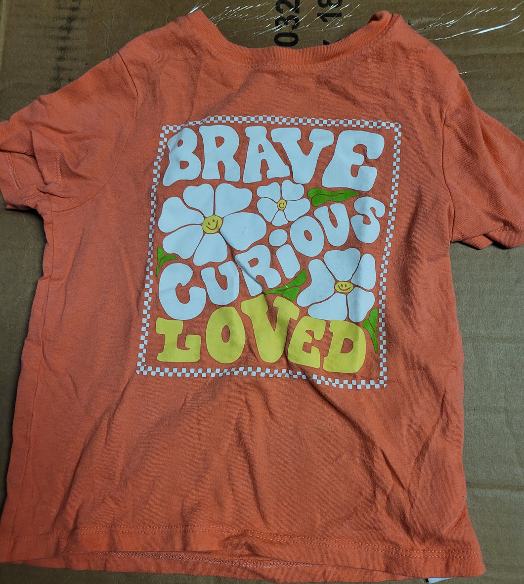 Brave, Curious, love Short sleeves, orange - size 4T/4