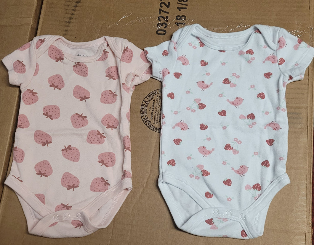 2 strawberries oneises 1- Pink with strawberrie - size 3-6 Months