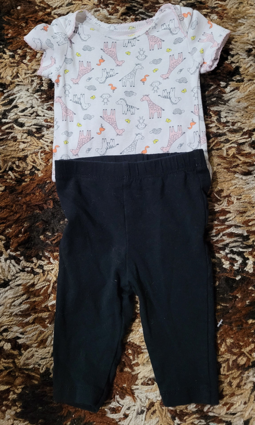 Animal oneise with Black leggings - size 3 Months