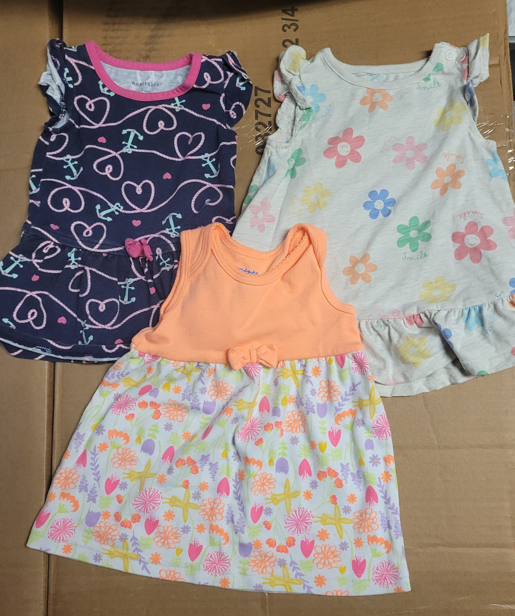 3 dresses 1- navy with rope/anchor - size 3-6 Months