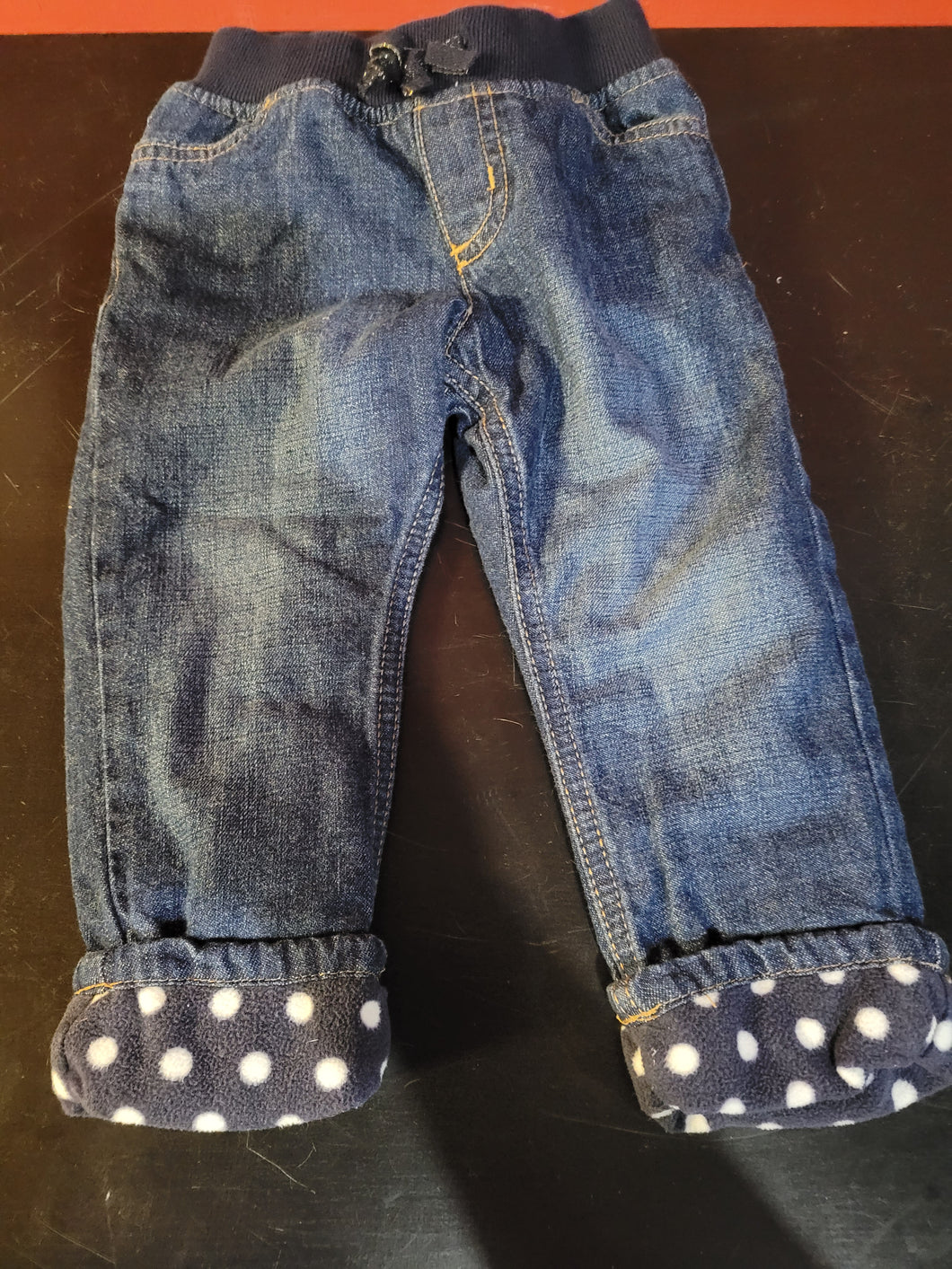 Fleece lined jeans Dark w - size 12 Months