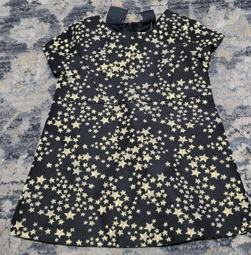 Black w gold stars dress - size 3-6 Months