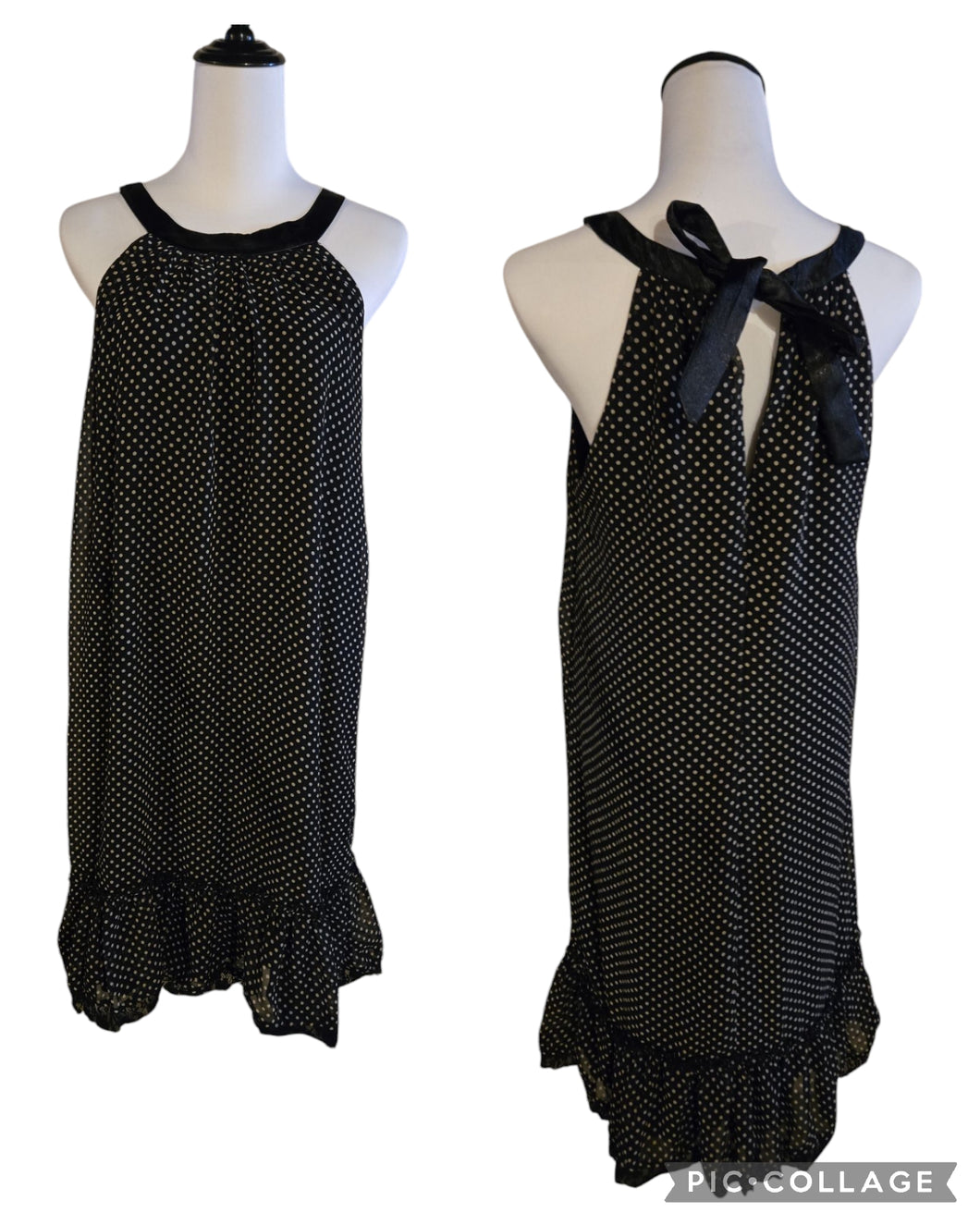 Tie neck midi dress Black and white - size Women 1XL (16-18)