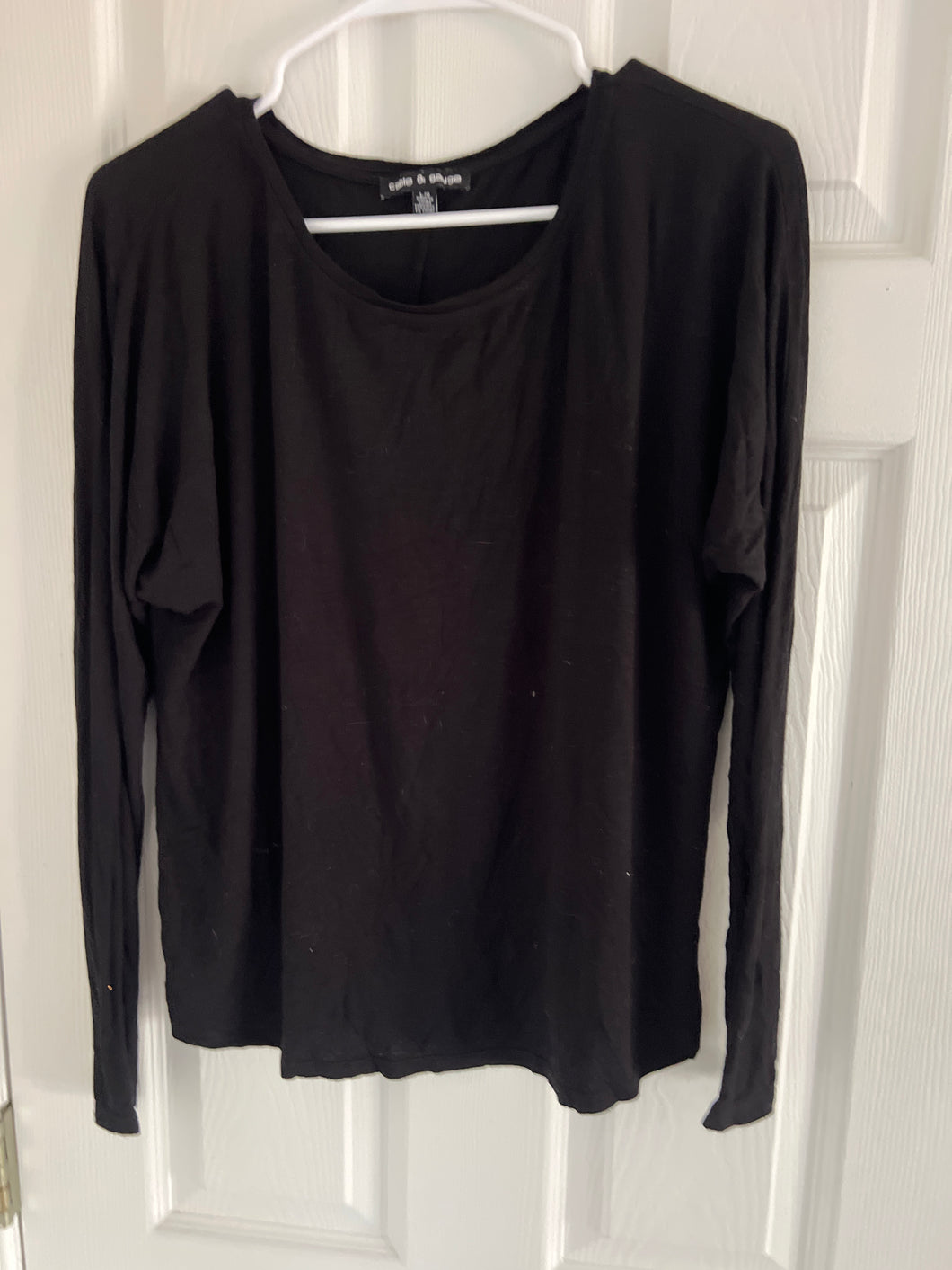 CABLE & GAUGE LG SLV SHIRT - BLACK - size Women L (12)