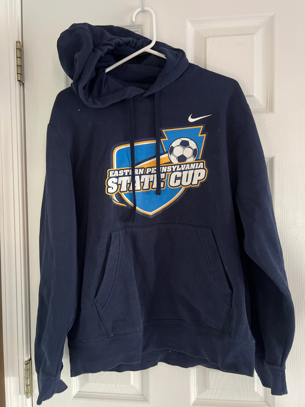 NIKE HOODED SWEATSHIRT NAVY BLUE/STATE CUP - size Mens M
