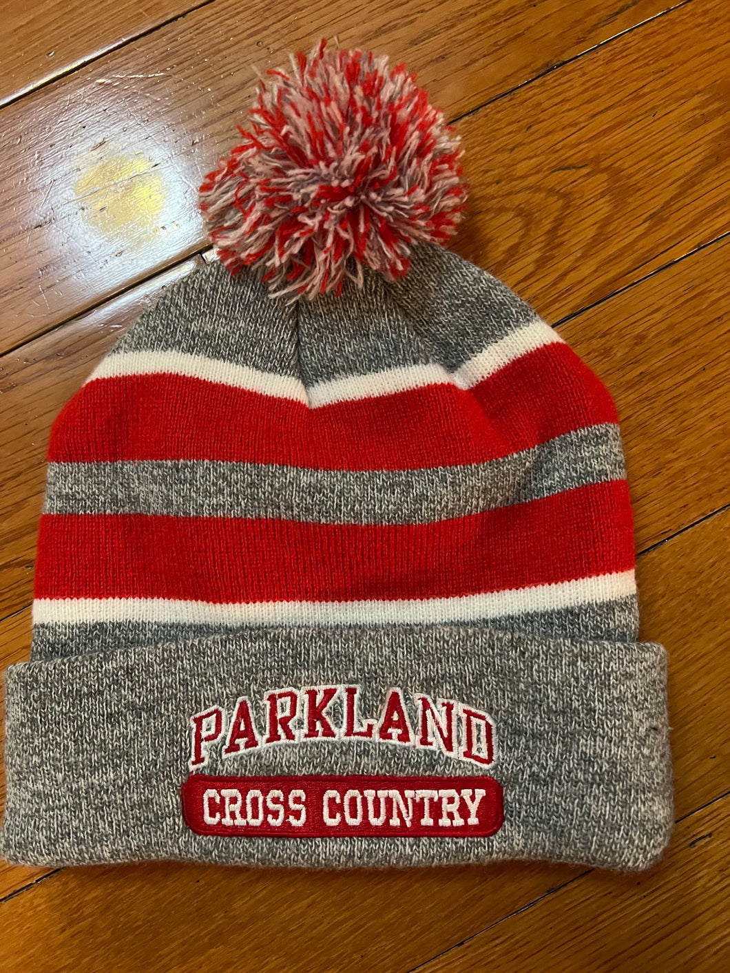 PARKLAND XC KNIT HAT RED/GRAY WITH POM