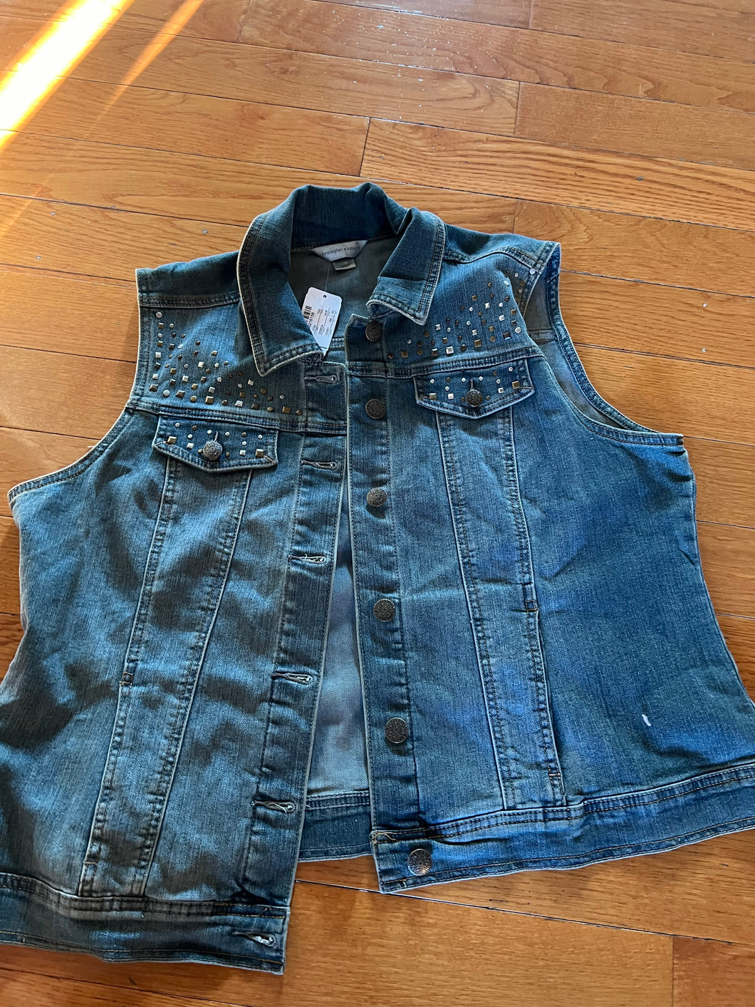 CHRISTOPHER & BANKS NEW JEAN VEST - size Women L (12)