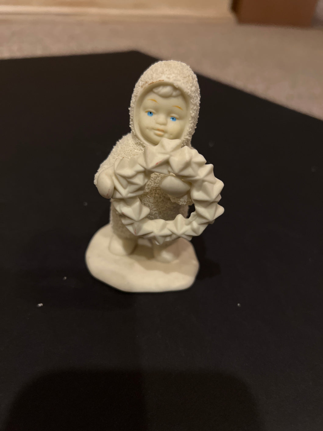 SNOW BABY FIGURINE BABY HOLIDING WREATH