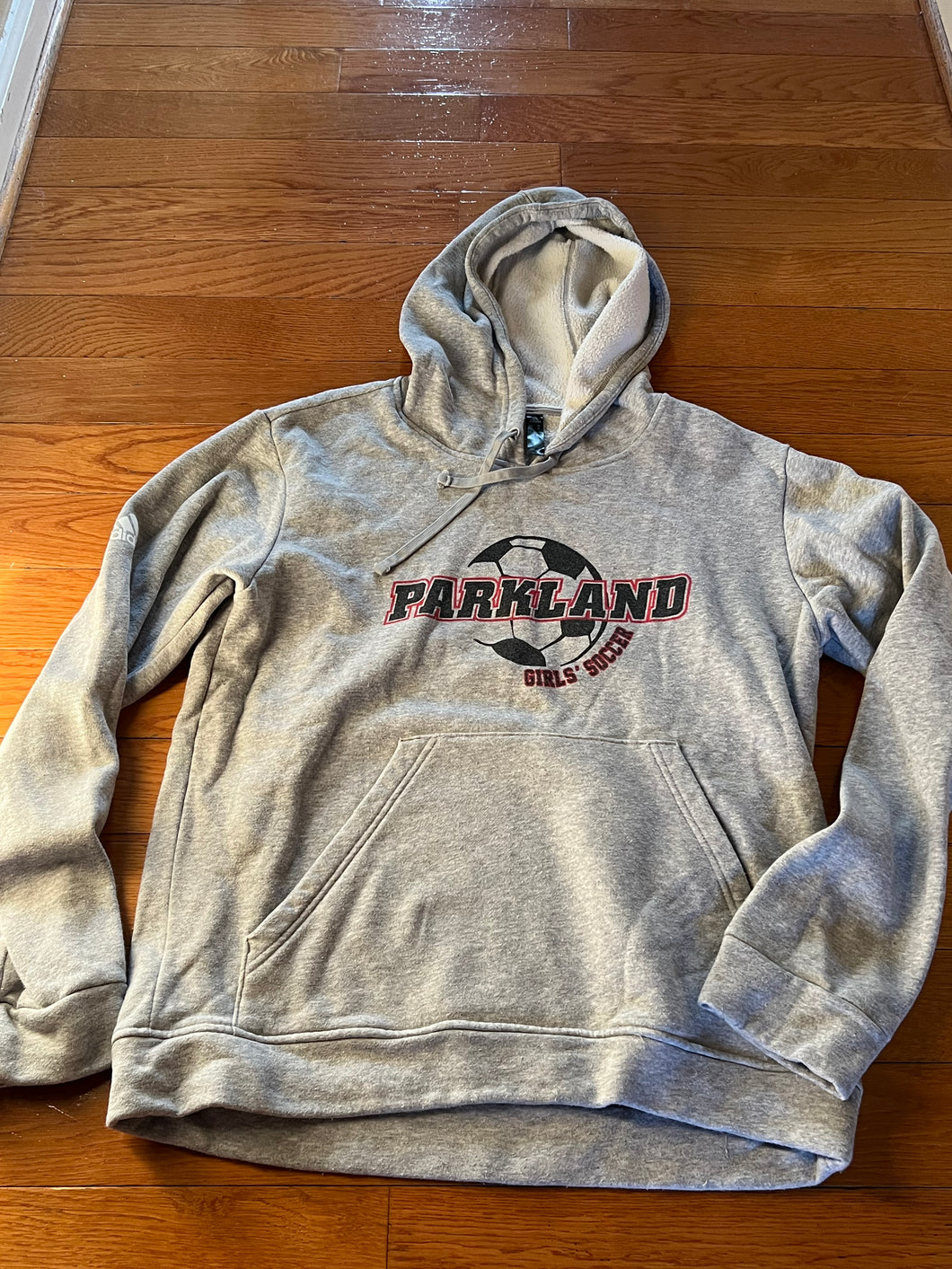 PARKLAND GIRLS SOCCER GRAY HOODIE - Adidas - size Women M (8-10)