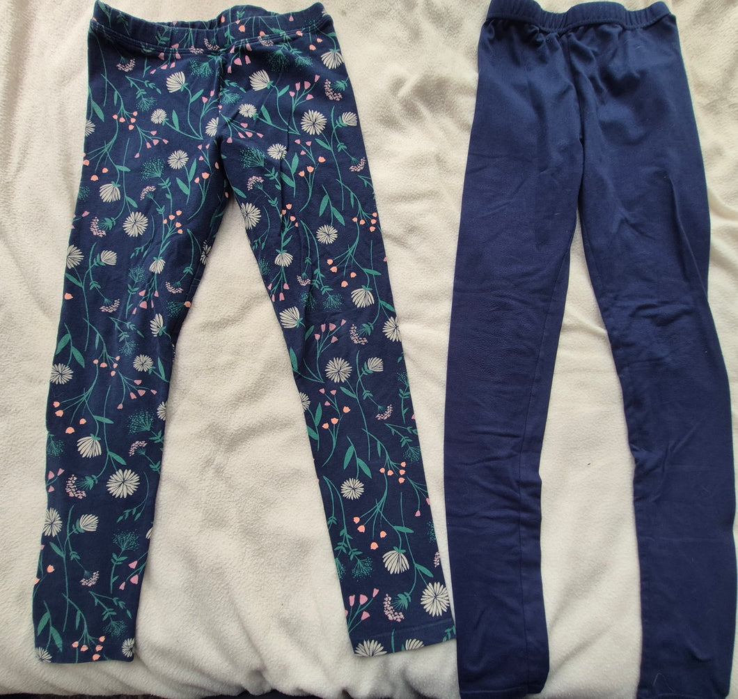 2pr leggings Navy, navy/flowers - size Kids 7