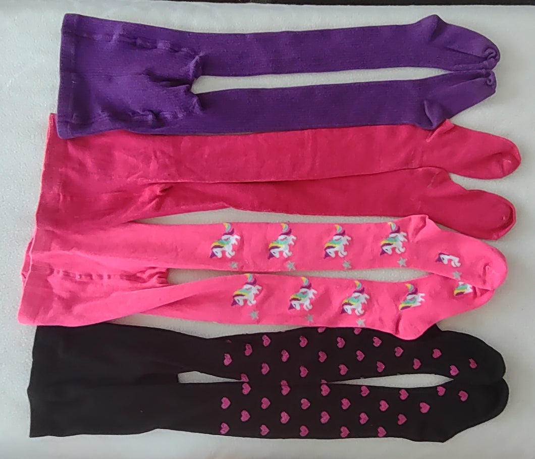 Sz 4-6 4pair like new tights. Purple, pink, pi