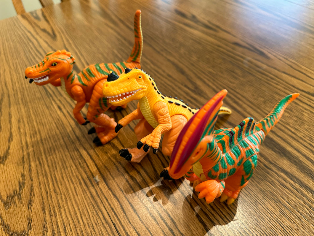 3 dinosaurs Orange moveable parts