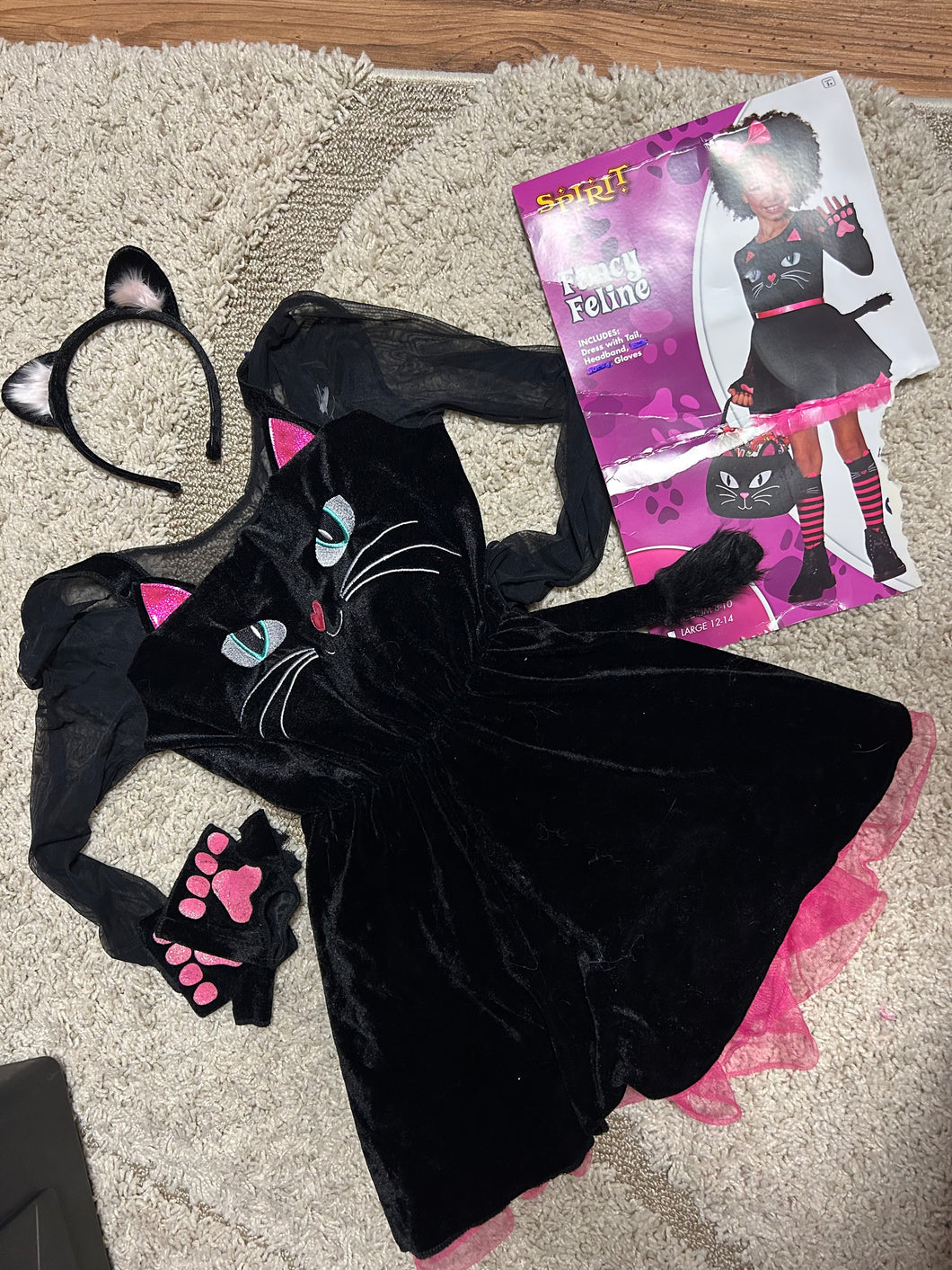 Fancy Feline costume Includes dress, gloves - size Kids 8