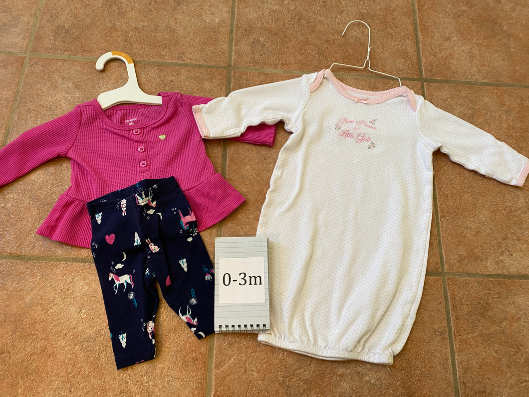 G gown & NB outfit pink/navy outfit NB - size 0-3 Months