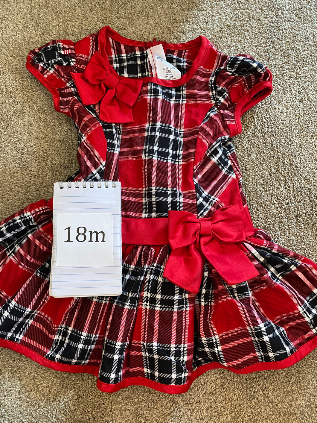 G red ss plaid dress - size 18 Months