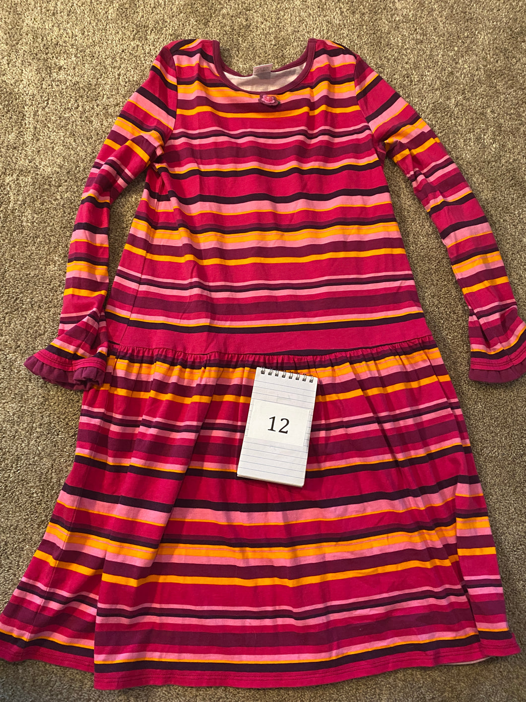 G pink striped LS dress Gymboree - size Kids 12