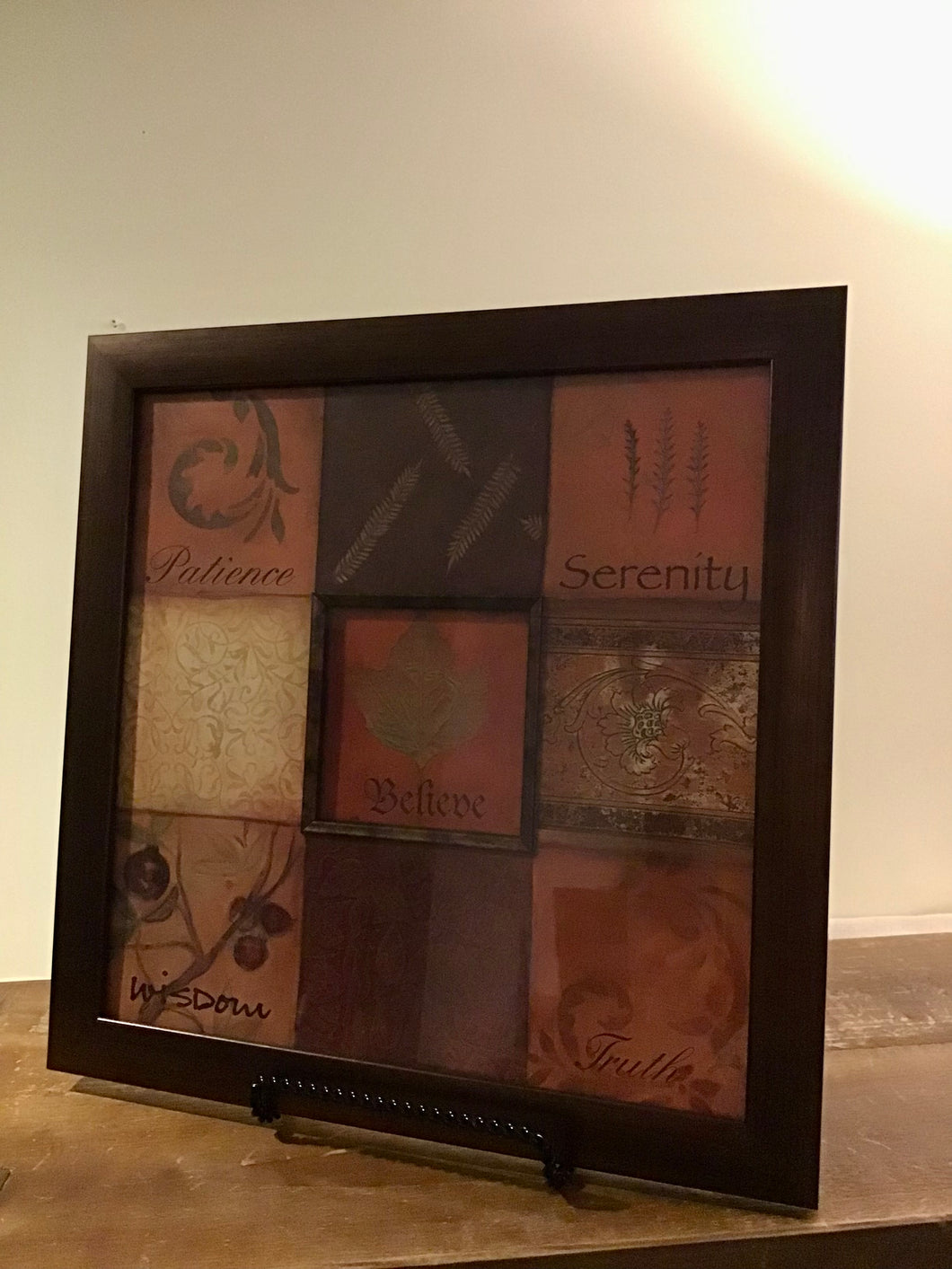 Patience wall art 14x14 metal frame