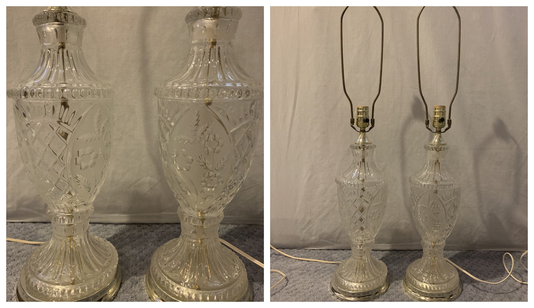 Crystal lamps set/2 20 to bulb 5wide base