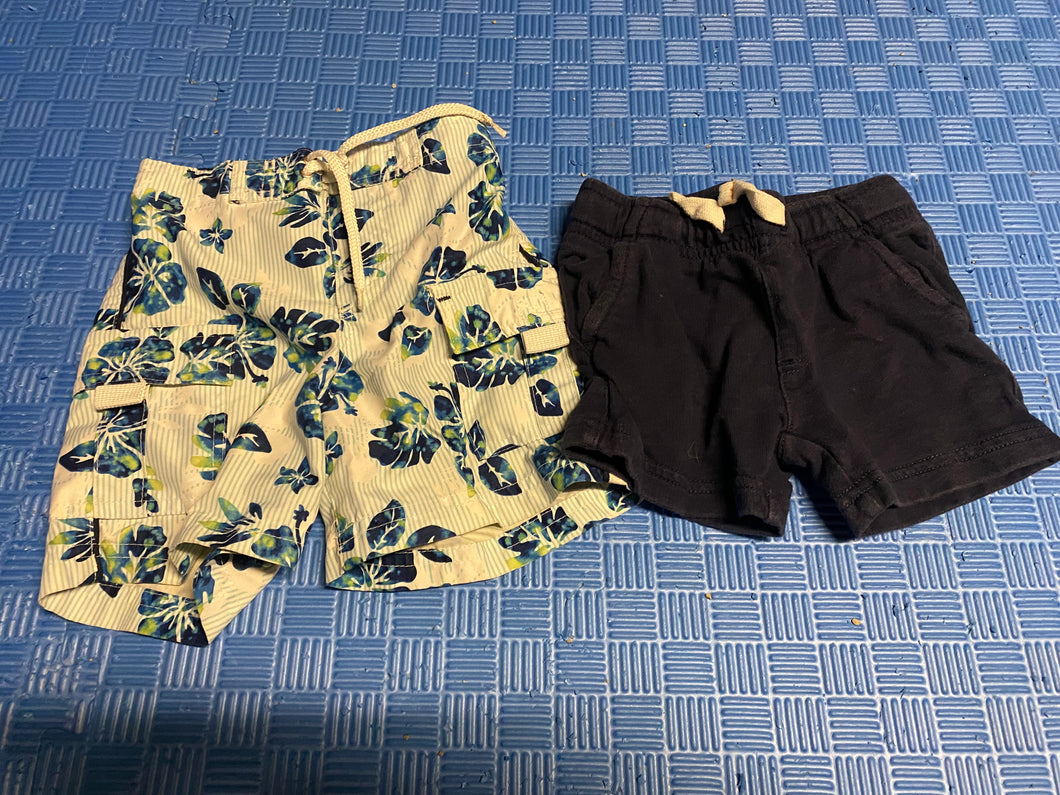 floral swim trunks black shorts - size 12 Months